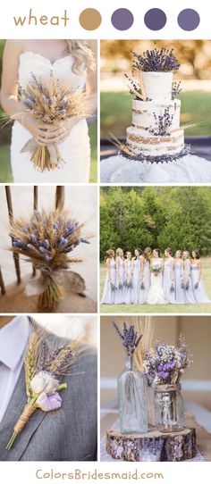 a collage of photos with different colors and flowers on them, including lavenders