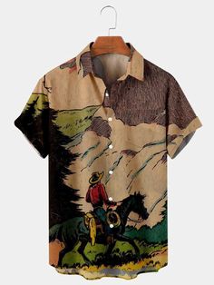 Summer Outerwear, Mens Printed Shirts, Men Stylish Dress, Bowling Shirts, Men Fashion Casual Outfits, Hawaiian Shirts, Mens Casual Outfits, Beach Shirts, Retro Stil