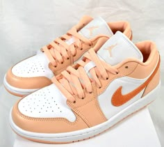 Welcome to Bargain Brands Closet! Item for sale: Women's Nike Air Jordan 1 Low Sunset Haze Bright Citrus Shoes Size 8.5 Condition of item: New in box! All items are shipped the day after purchase, excluding Sundays! Sunset Haze Jordan 1, Peach Nike Shoes, Cute Jordans For Women Low, Cute Sneakers Nike Air Jordans, Nike Shoes Women Orange, Jordan Lows Women, Nike Shoes Cute, Cute Orange Shoes, Shoes Jordan Women's