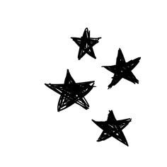 three black stars are flying in the air