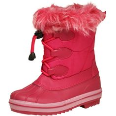 Norty Toddler, Little and Big Boy's and Girl's Snow Boots, Let your kids frolic in the snow or wet ground when it's colder out and stay dry, Side zipper for easy on and off with a lace front featuring an adjustable toggle closure, The black and royal colors have an adjustable front strap and not zipper. Fleece lined boot gives then extra warmth and comfort in the cold weather conditions, Rugged outsole for extra traction, All man made materials, Made in China, #43033 Size: medium.  Color: Pink. Kids Winter Boots, Boots Fur, Girls Snow Boots, Kids Snow Boots, Pink Snow, Insulated Boots, Snow Outfit, Royal Colors, Snow Boot