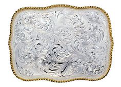 (MS860) Western Large Scalloped Silver Belt Buckle by Montana Silversmiths Western Candle Holders, Western Picture Frames, Smith And Western, Western Rings, Western Prints, Western Bedding, Western Wall Art, Western Purses, Shadow Box Art