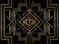 an art deco design with gold and black