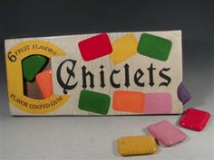 an old box of chewing gums with the word chiefs written on it next to them