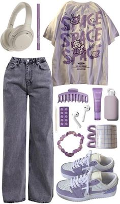 |°not mine°| Purple Combo Outfit, Purple Aesthetic Outfit, Outfit Inspo Casual, Casual Preppy Outfits, Purple Outfits, Everyday Fashion Outfits, Quick Outfits, Easy Trendy Outfits, Modest Fashion Outfits