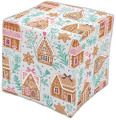 a white box with ginger houses on it