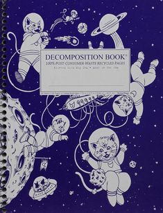 a book with an image of cats in space and the words decompositionion book written