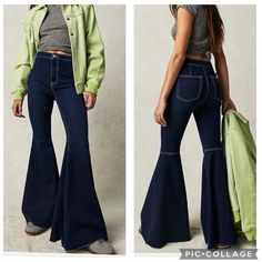 ***Nwot~~Never Worn*** High-Rise Waist, Flare Silhouette Soft, Super-Stretch Denim 8#4 Free People Jeans, Flare Jeans, Stretch Denim, Float, Wide Leg, Free People, Color Blue, High Rise, Women Jeans