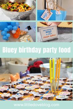 Images from a Bluey birthday party. Bluey Party Snack Ideas, Bluey Party Foods, Bluey Birthday Party Snacks, Bluey Birthday Snacks, Bluey Snacks For Party, Bluey Themed Snacks, Bluey Party Snacks, Bluey Party Food Ideas