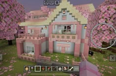 Cute Pink Minecraft House Vanilla, Girly Minecraft Houses, Cute Pink Minecraft House, Minecraft Pink House, Girly Minecraft Builds, Minecraft Build House, Pink Minecraft House, Case Minecraft, Minecraft Houses Survival