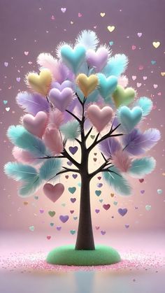 a tree with many hearts on it