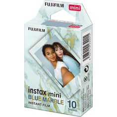 a box with the inside of it that says fujimi blue marble 10 instant film