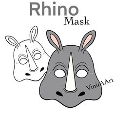 the rhino mask has two different faces and is black, white, and gray in color