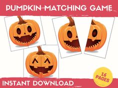 pumpkin matching game for kids with instructions to make it look like a jack - o - lantern