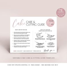 the cake and cutting guide is shown with instructions for how to make it in adobe