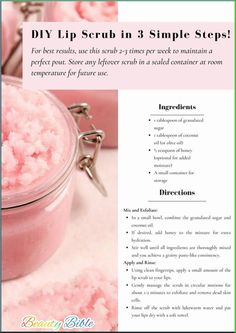 Transform your lips with this easy DIY lip scrub! Using natural ingredients like sugar, honey, and coconut oil#diylipscrub #smoothlips #lipcare #diybeauty #naturallipcare #lipscrubrecipe #beautytips #exfoliate #softlips How To Have Smooth Lips, Lip Scrubs Recipes, How To Make Lip Scrub, Diy Lip Scrub Easy, Make A Lip Scrub, Diy Lip Scrubs