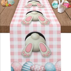 an easter table with bunny ears on it