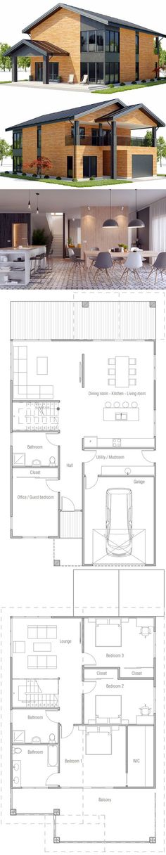 an architectural drawing shows the different sections of a house, and how it looks like