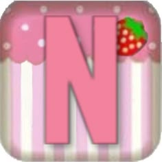 the letter n is made up of fruits and berries on it's pink background