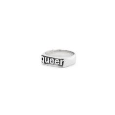 We're here and we are very queer. Wear this ring with pride. This sterling silver ring from iLAH's Words of Wisdom collection can be easily stacked with other WoW rings or worn alone. Suitable for any gender because most of us have fingers. Made in Worcester, MA USA. Hand finished by either ilah, Jessica or Stephanie. iLAH recommends that you take off all of your jewelry when you sleep and exercise because if will increase the life of the piece. This piece is sterling silver that has been oxidiz Silver Rings Men, When You Sleep, Mens Silver Rings, Men's Jewelry Rings, Mens Jewelry Bracelet, Fine Earrings, Fit Check, Fit Inspo, Heart Jewelry