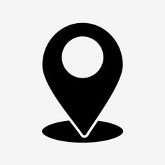 a black and white map pointer icon