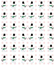 snowmen with hats and scarves are arranged in the shape of circles on a white background