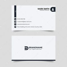 two business cards with black and white logos