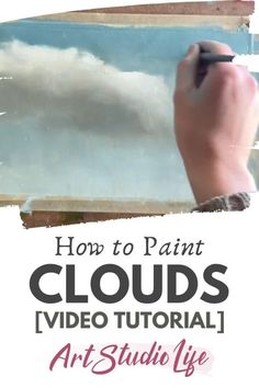 a person drawing clouds on a white board with the words how to paint clouds in it