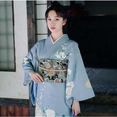 Light Blue Kimono | Eiyo Kimono Blue Kimono Outfit, Light Blue Kimono, Kimono Aesthetic, Human Pose, Pretty Kimonos, Oc Clothes, Kimono Traditional, Masquerade Theme, Japanese Traditional Clothing