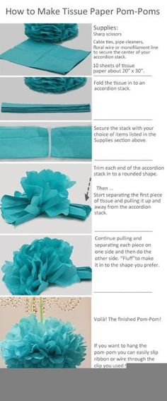 instructions for how to make tissue paper flowers