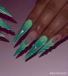 Marble Encapsulated Nails, Advanced Nail Art, Nails Baddie Aesthetic, Baddie Stiletto Nails, Cute Stiletto Nails Designs, Stiletto Acrylic Nails, Almond Designs, Diy Rhinestone Nails, Glitter French Nails