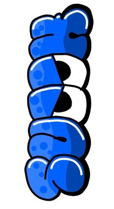 the letter b is made up of blue and white letters with black dots on them