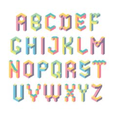 the alphabet is made up of different colored blocks