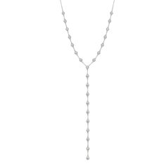 CZ Bezel Station Lariat Y Chain Necklace  White Gold Plated 9.5 Lariat Drop CZ Stones: 0.14 Wide&nbsp; 15.5-17.5 Adjustable Length Luxury White Gold Long Drop Necklace, Silver Lariat Necklace, Lariat Necklace Silver, Silver Drop Necklace, Necklace White Gold, Necklace White, Lariat Necklace, Drop Necklace, Cz Stone