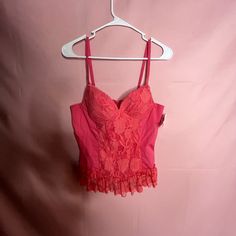 Nwt Deadstock Pink And Orange / Coral Lace Ruffled Cami Top Or Bustier 10/10 Condition Brand: Faisca Size: M Best For B Cup Message For Measurements! (Ignore) Rack I Accept Offers! Free Kawaii Sticker With Every Order Check Profile For Bundle Info! 1 Day Handling Time I Try My Best To Make Sure Everything Is In Great Shape, However I Am Human And Can Miss Flaws. Most Things Are Used & Thrifted , That’s The Risk Of Buying Secondhand #Y2k #Vintage #Fairy #Cottagecore #Coquette Pink Sleeveless Corset For Summer, Feminine Pink Corset With Sweetheart Neckline, Feminine Fitted Pink Corset, Pink Sleeveless Summer Corset, Pink Sleeveless Corset With Built-in Bra, Fitted Strapless Pink Camisole, Pink Corset With Sweetheart Neckline For Spring, Pink Sweetheart Neckline Corset For Spring, Pink Corset With Spaghetti Straps For Summer