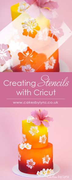 How to make custom stencils for your cakes using your Cricut Maker 3 Diy Cake Stencil, Cricut Cake Stencils, Tropical Themed Cake, Cake Stencil Designs, Stencil Cakes Ideas, Stenciled Buttercream Cakes, Stencil Cake Design, Airbrush Cake Designs, Stencil Cake Design Buttercream