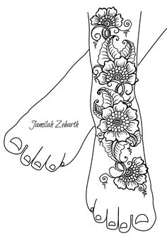 a foot with flowers on it and the words family zohrk written in black ink