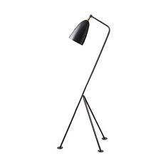 a black floor lamp on a white background