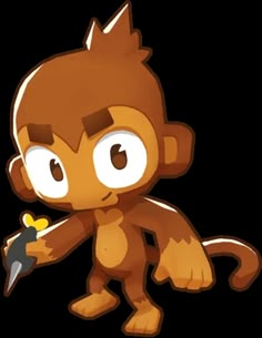 a cartoon monkey holding a knife and looking at the camera