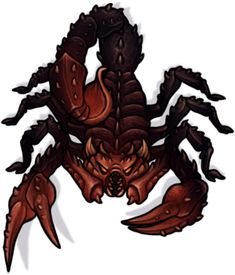 a drawing of a spider with large claws