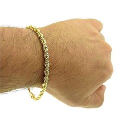 Men’s 14k Gold Filled 8” Rope Bracelet This Is A Very Nice Bracelet And Is Beautifully Made Condition: New Length 8 Inches Color: Gold 14k Gold Filled Flat Bracelet, Bracelet Rope, Bracelet Pack, Yellow Gold Wedding Band, Vintage Sterling Silver Rings, Spike Earrings, Medallion Necklace, Mens Leather Bracelet, Mens Beaded Bracelets