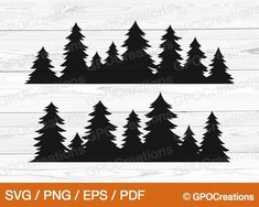 pine tree silhouettes on wood background