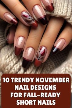 Short Nails For November, Fall Nails Glitter Accent, November Nails Fall Almond, November Gel Nails Designs, Gel Polish Fall Colors, November Nails Square, Short Square Fall Nails