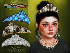 the tiara is designed to look like it has been worn in different styles and colors