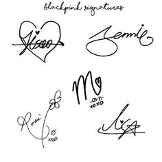 several different signed signatures on a white background, including one with the word love and two