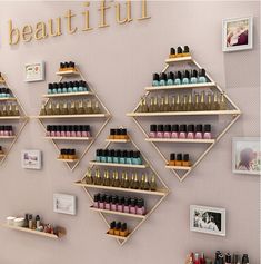 Nail Polish Shelf, Nail Polish Rack, Salon Suites Decor, Home Nail Salon, Nail Salon Decor