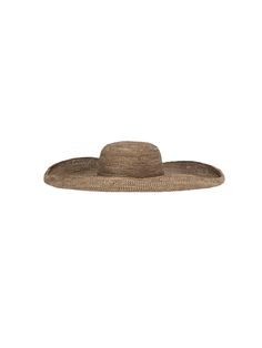 Ibeliv 'Izy' brown hat in natural raffia, wide brim, wide brown cotton band. Composition: 100% Raffia Brown Straw Panama Hat With Curved Brim, Brown Woven Straw Boater Hat, Brown Straw Boater Hat With Curved Brim, Brown Woven Brimmed Panama Hat, Chic Brown Toquilla Straw Hat, Chic Brown Brimmed Straw Hat, Chic Brown Straw Boater Hat, Brown Woven Boater Hat With Short Brim, Brown Wide Brim Straw Panama Hat