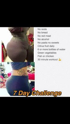 a woman's stomach with the words 7 day challenge written on it and an image of