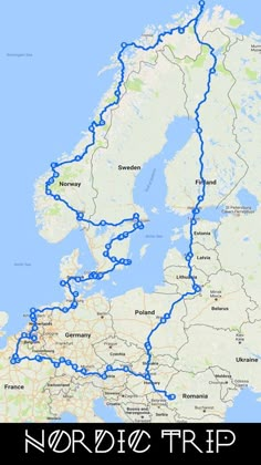 a map with the words nordic trip on it