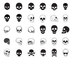 a bunch of skulls with different facial expressions